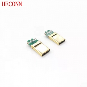 USB-Type-CM/夾板0.8拉伸款/C-C無元件/彎端/12卡勾 黑LCP/外殼不銹鋼鍍金/磷銅C5191/端子鍍金2u/盤裝